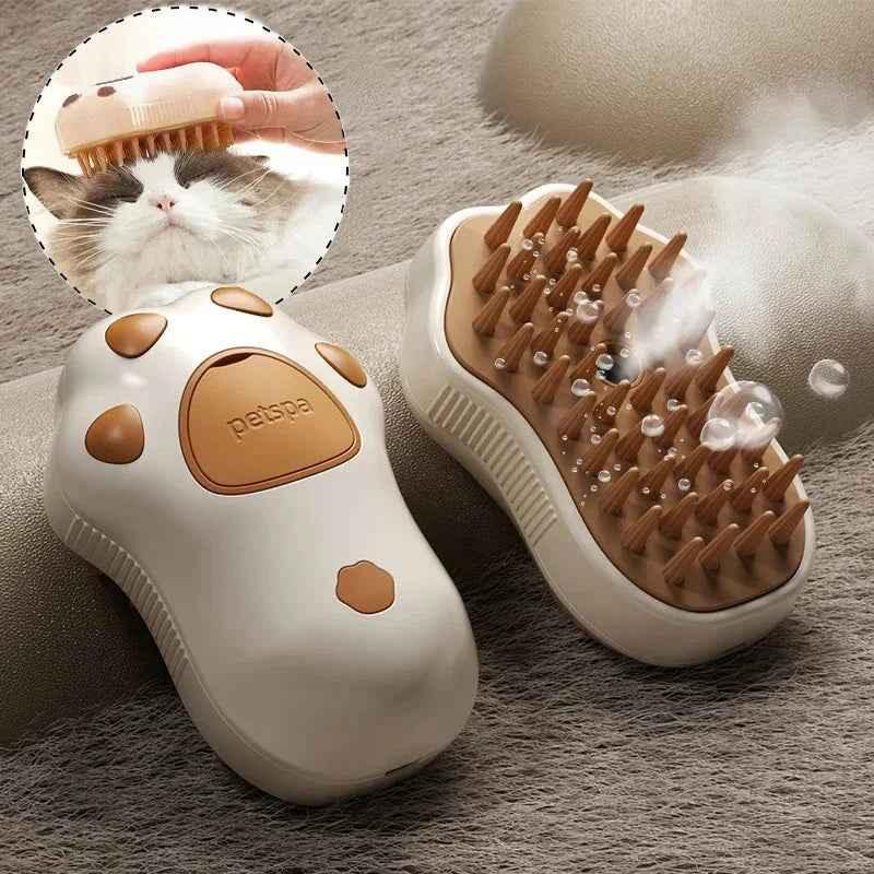 Electric Cat Steam Brush - 3-in-1 Grooming - Happy Tails - paws & love
