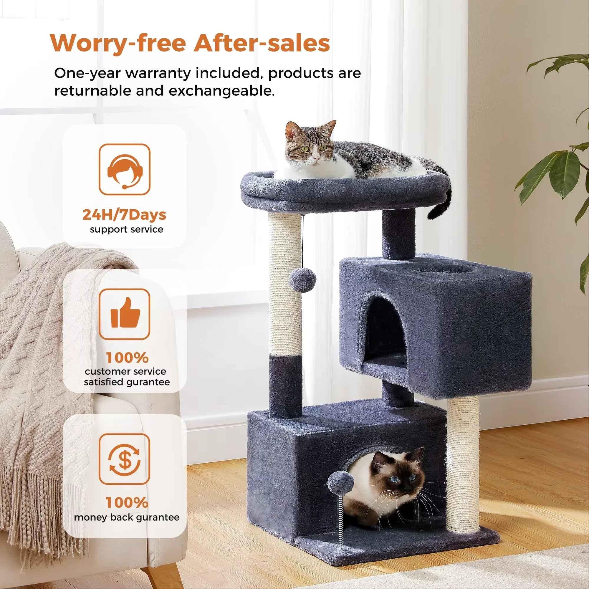 Cat Tree for Large Cats - Spacious and Durable Design for Play and Relaxation - Happy Tails - paws & love