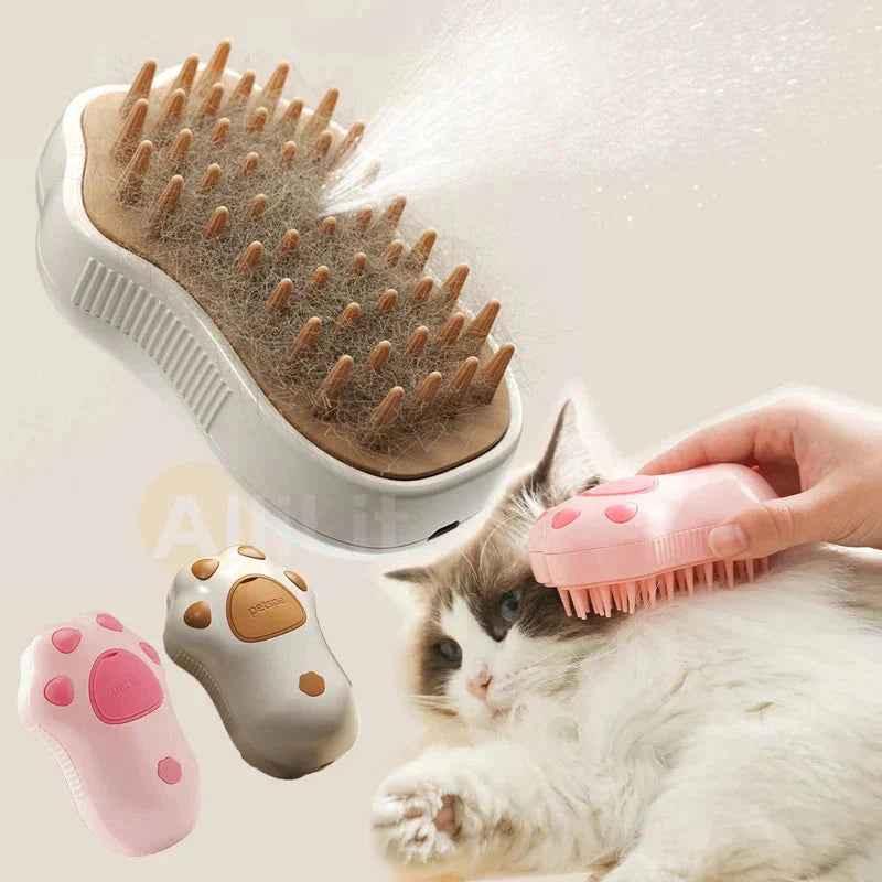 Electric Cat Steam Brush - 3-in-1 Grooming - Happy Tails - paws & love