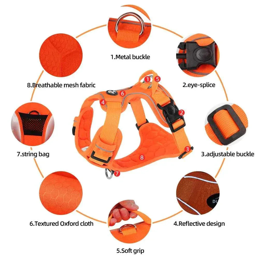 Naughty Dog Reflective No Pull Harness - Adjustable Safety Vest for Medium & Large Dogs, Perfect for Walking & Running - Happy Tails - paws & love