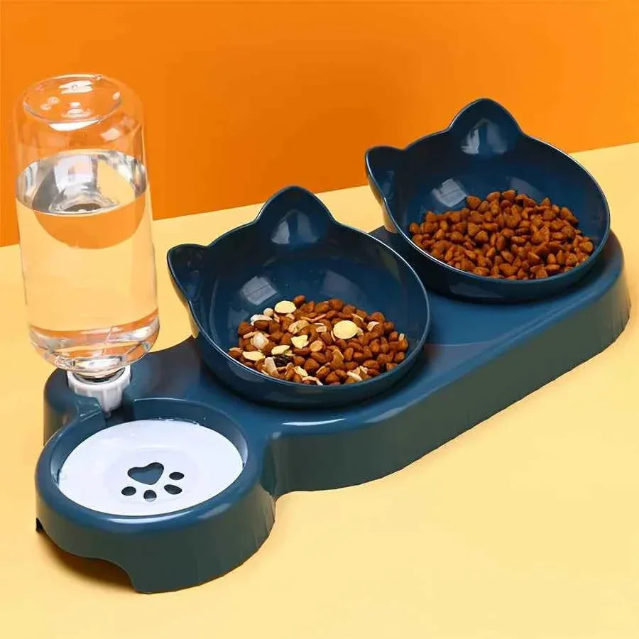 3-in-1 Tilted Cat Bowl - Happy Tails - paws & love