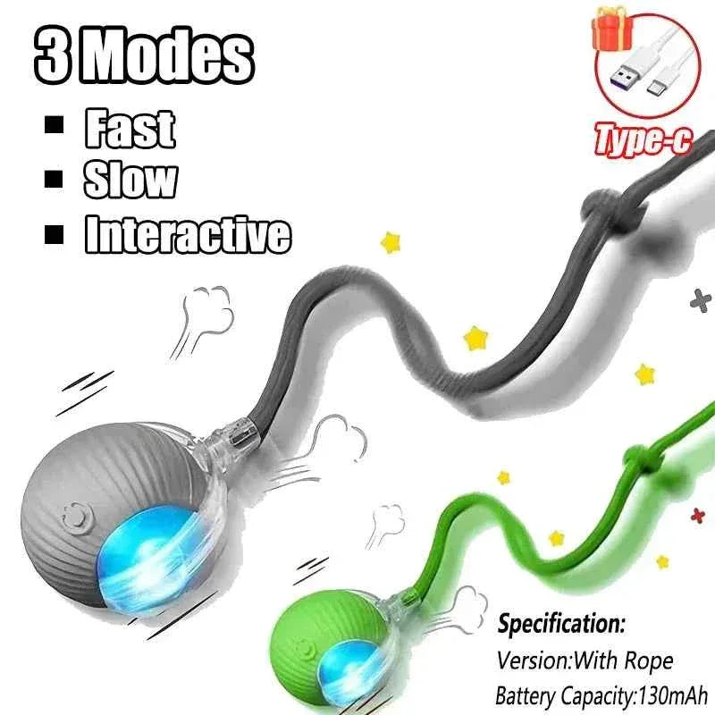 Feline Frenzy Interactive Cat Toy - Rechargeable Rolling Ball with Faux Tail for Ultimate Pet Training Fun - Happy Tails - paws & love