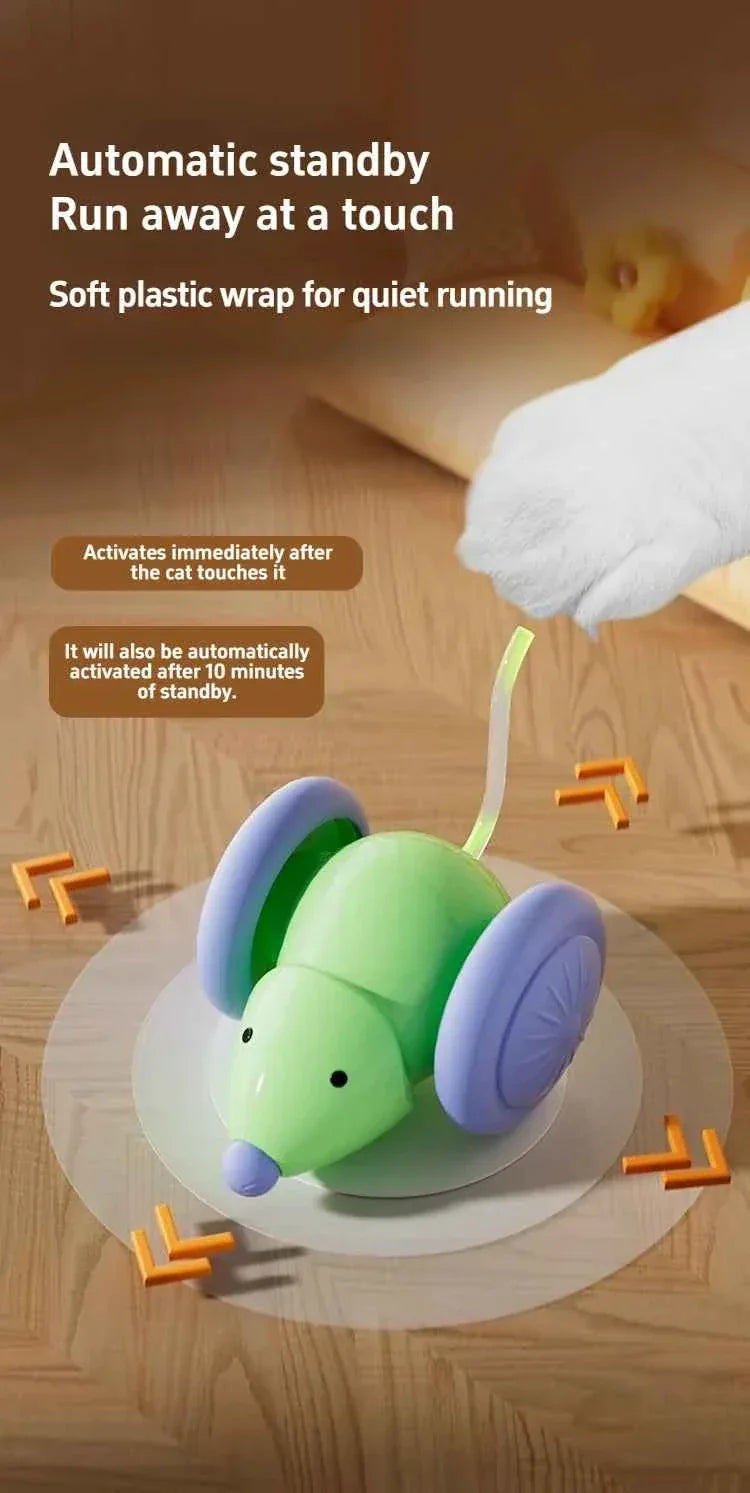 Electric Mouse Car Cat Toy - Interactive Play with Intelligent Obstacle Avoidance for Cats - Happy Tails - paws & love