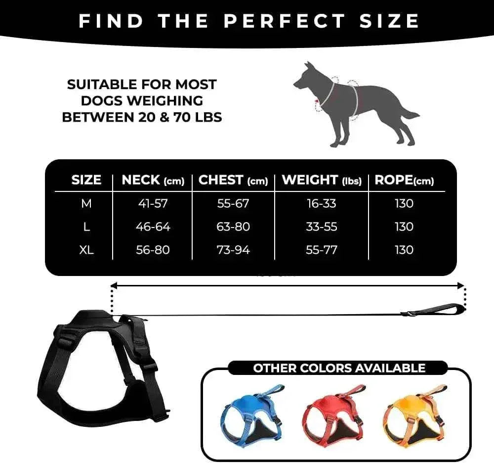 AMOBOX Retractable Dog Harness and Leash - Adjustable, Comfortable, and Slip-Resistant for Large Dogs - Happy Tails - paws & love