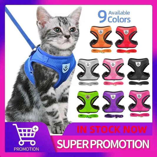 Cat Harness Leash Set for Small Dogs Adjustable Puppy Cat Harness Vest