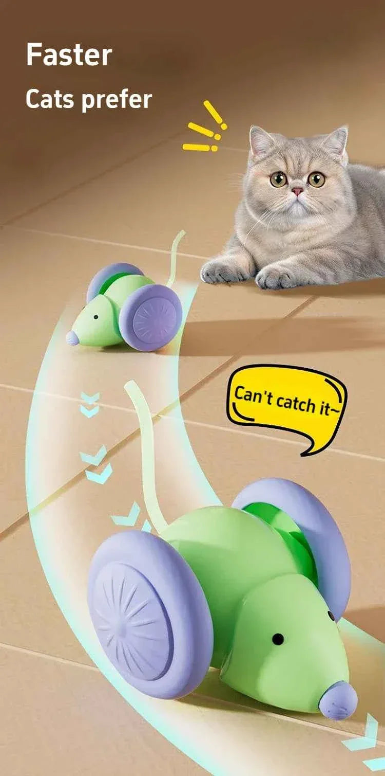 Electric Mouse Car Cat Toy - Interactive Play with Intelligent Obstacle Avoidance for Cats - Happy Tails - paws & love