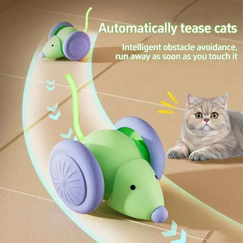 Electric Mouse Car Cat Toy - Interactive Play with Intelligent Obstacle Avoidance for Cats - Happy Tails - paws & love