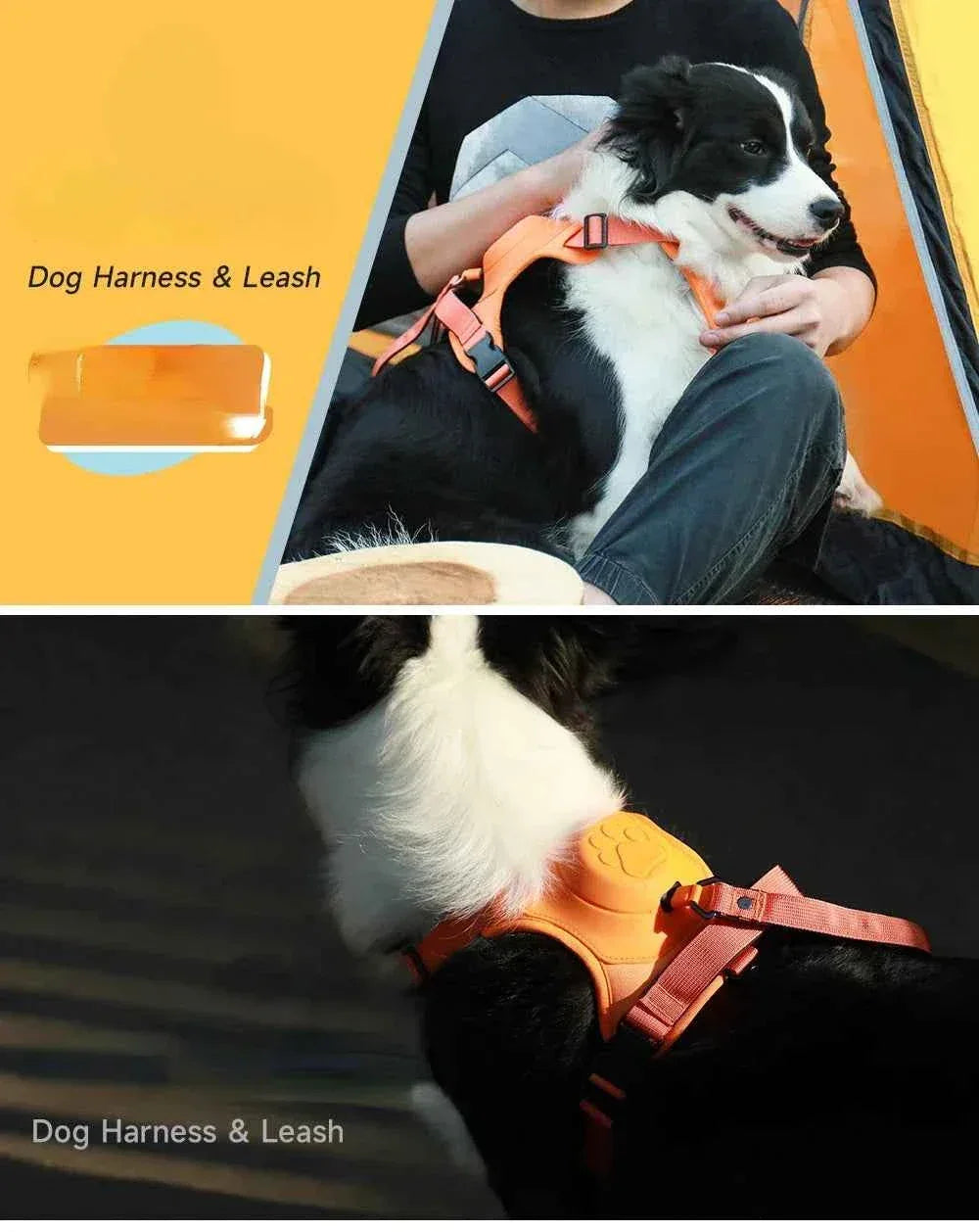 AMOBOX Retractable Dog Harness and Leash - Adjustable, Comfortable, and Slip-Resistant for Large Dogs - Happy Tails - paws & love