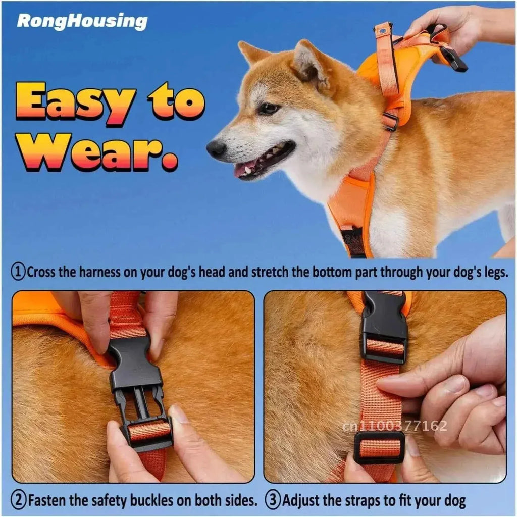 Retractable Dog Harness Set - Breathable, Adjustable, Anti-Twist, Automatic Rope for Ultimate Comfort & Safety - Happy Tails - paws & love