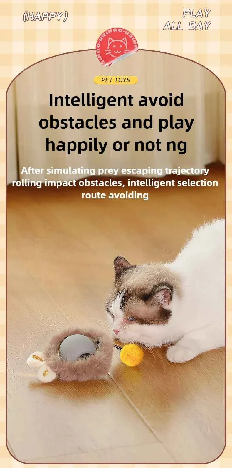 PawPal Automatic Rolling Ball Toy - Rechargeable Interactive Toy for Cats & Dogs - Happy Tails - paws & love