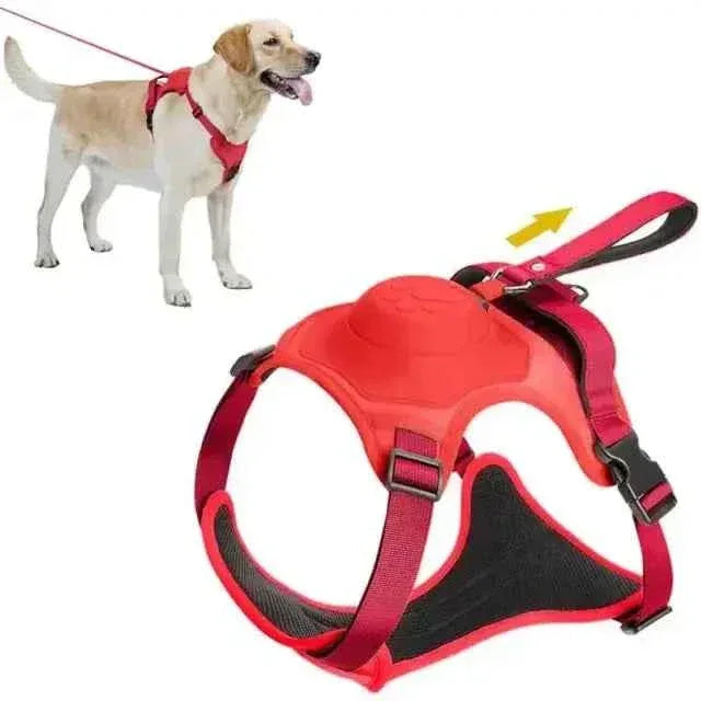 AMOBOX Retractable Dog Harness and Leash - Adjustable, Comfortable, and Slip-Resistant for Large Dogs - Happy Tails - paws & love