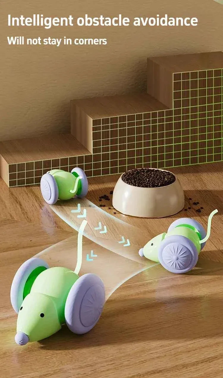 Electric Mouse Car Cat Toy - Interactive Play with Intelligent Obstacle Avoidance for Cats - Happy Tails - paws & love
