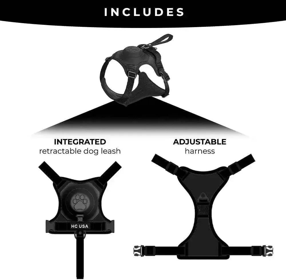 AMOBOX Retractable Dog Harness and Leash - Adjustable, Comfortable, and Slip-Resistant for Large Dogs - Happy Tails - paws & love