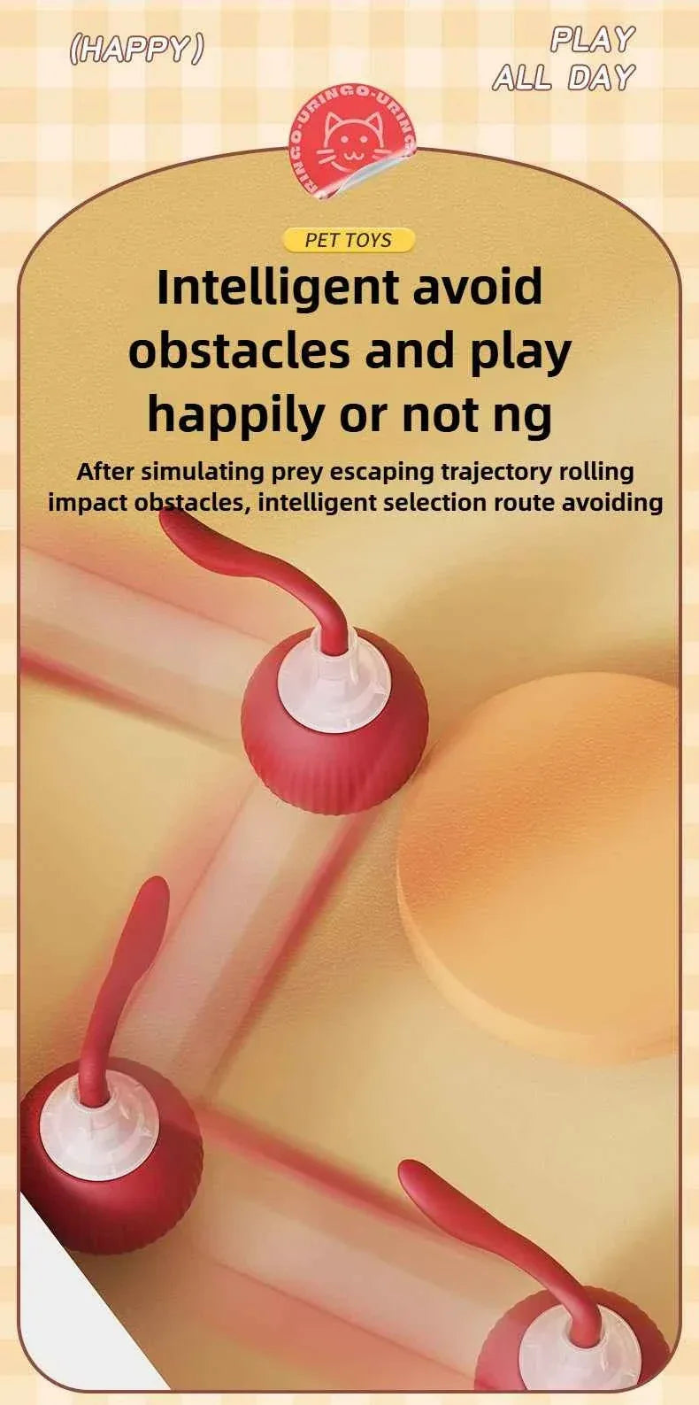 PawPal Automatic Rolling Ball Toy - Rechargeable Interactive Toy for Cats & Dogs - Happy Tails - paws & love