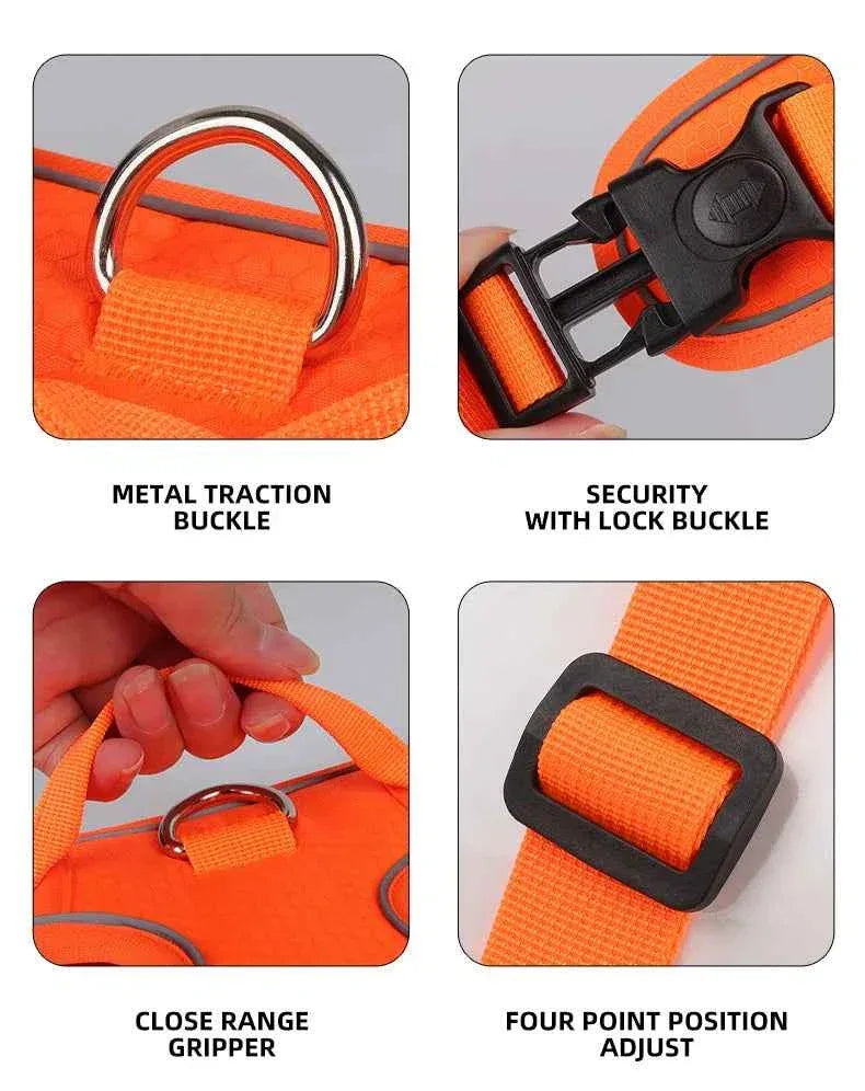 Naughty Dog Reflective No Pull Harness - Adjustable Safety Vest for Medium & Large Dogs, Perfect for Walking & Running - Happy Tails - paws & love