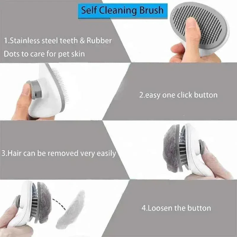 Self-Cleaning Pet Grooming Brush - Happy Tails - paws & love