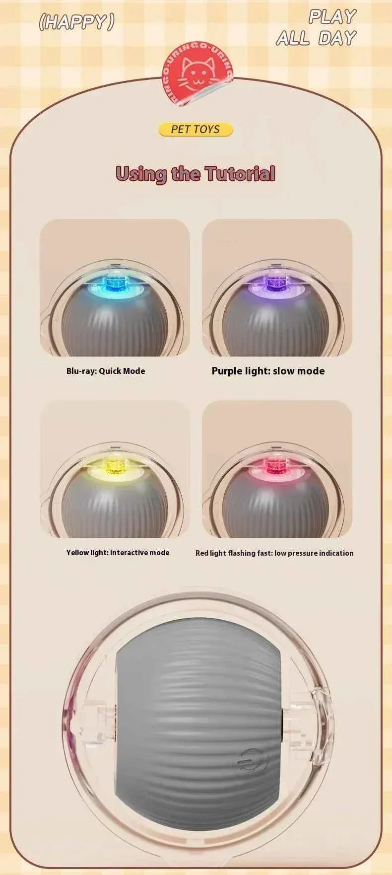 Feline Frenzy Interactive Cat Toy - Rechargeable Rolling Ball with Faux Tail for Ultimate Pet Training Fun - Happy Tails - paws & love