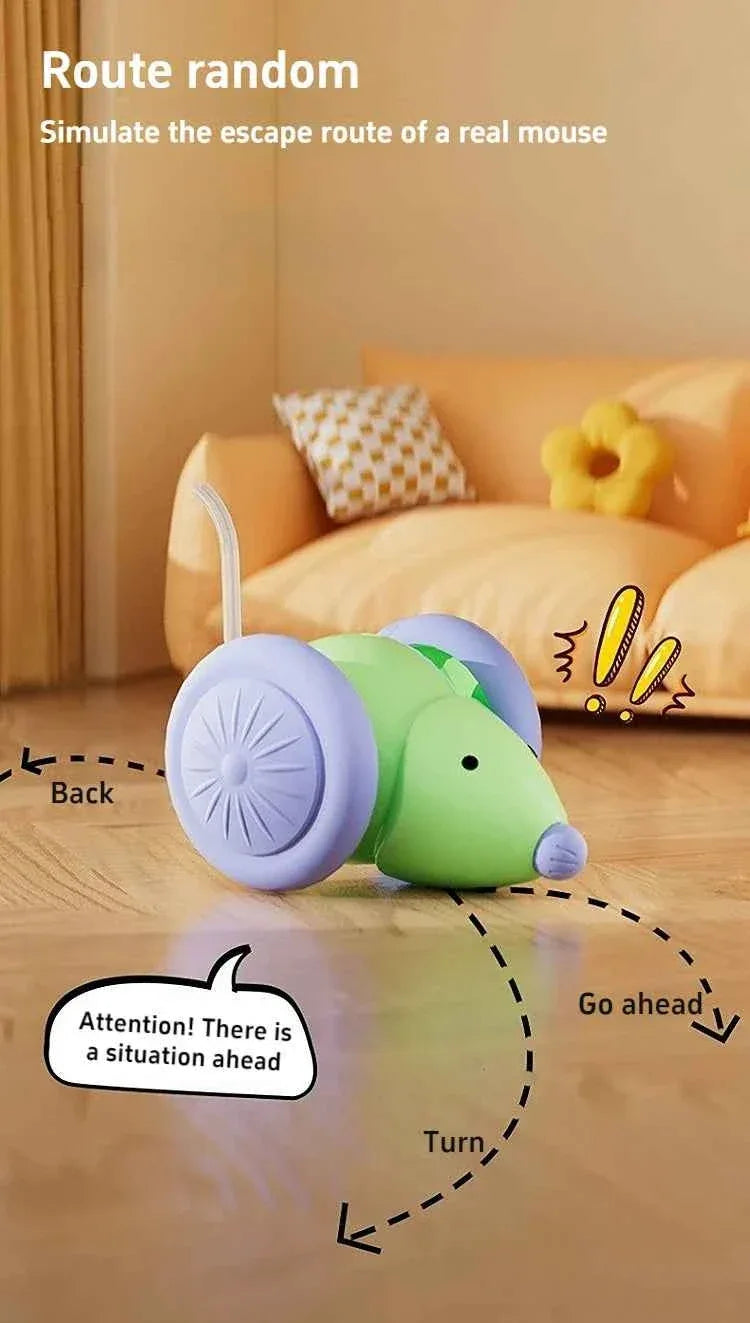 Electric Mouse Car Cat Toy - Interactive Play with Intelligent Obstacle Avoidance for Cats - Happy Tails - paws & love