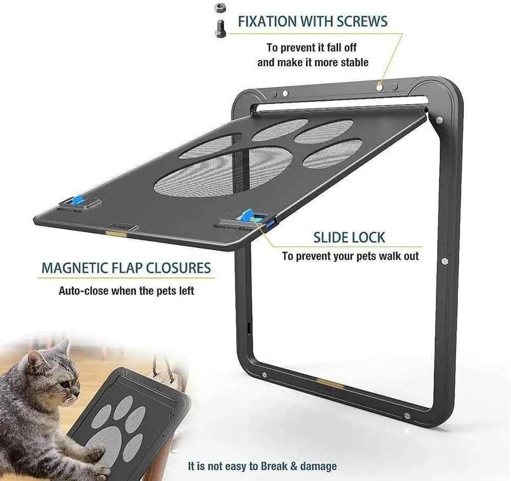 Screen Door with Magnet Flap Lock - Happy Tails