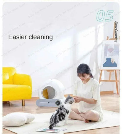 Fully Automatic Electric Large Cat Litter Box - Enclosed & Deodorizing Automatic Cat Litter Box - Happy Tails