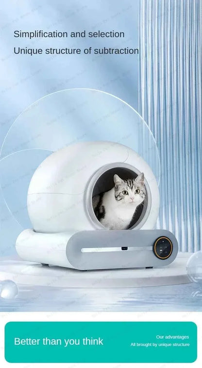Fully Automatic Electric Large Cat Litter Box - Enclosed & Deodorizing Automatic Cat Litter Box - Happy Tails
