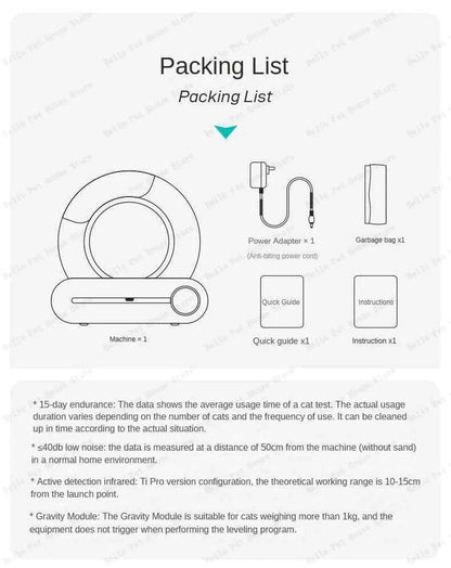 Fully Automatic Electric Large Cat Litter Box - Enclosed & Deodorizing Automatic Cat Litter Box - Happy Tails