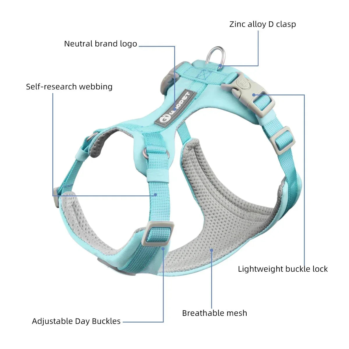 Adjustable Pet Harness - Happy Tails - paws & love