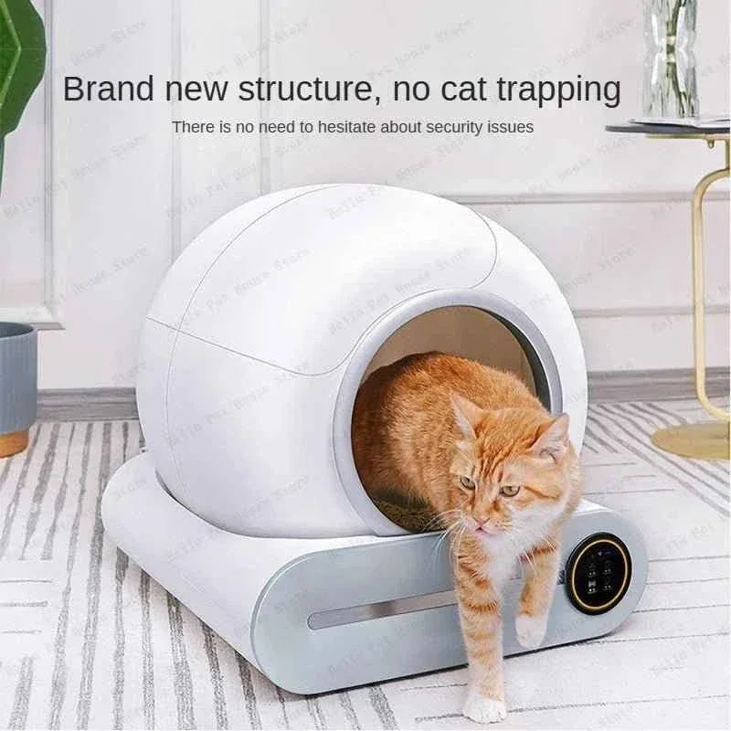 Fully Automatic Electric Large Cat Litter Box - Enclosed & Deodorizing Automatic Cat Litter Box - Happy Tails