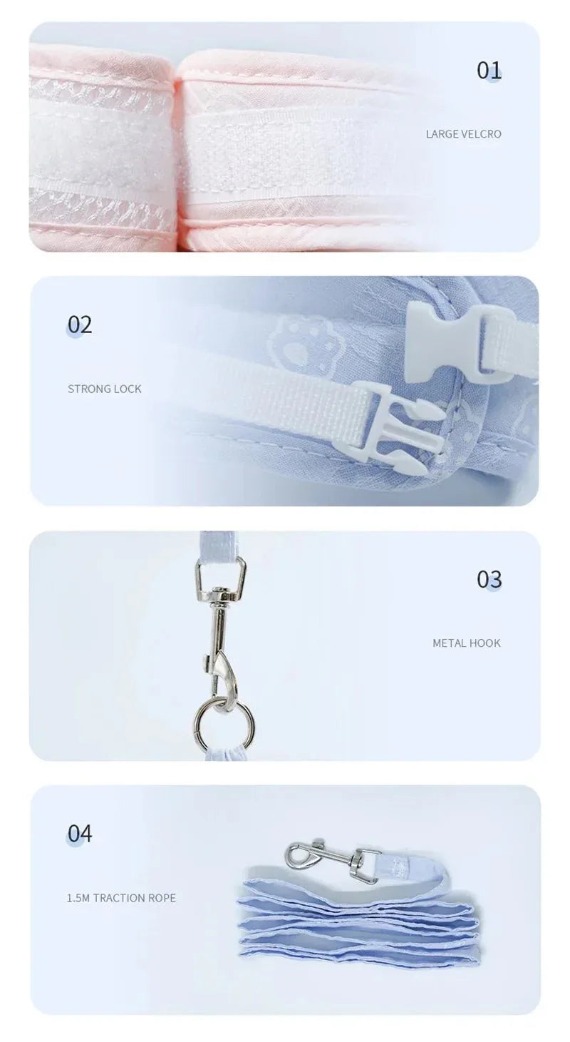 Cat Dog Harness Necklace for Stylish Pet Walks - Happy Tails - paws & love