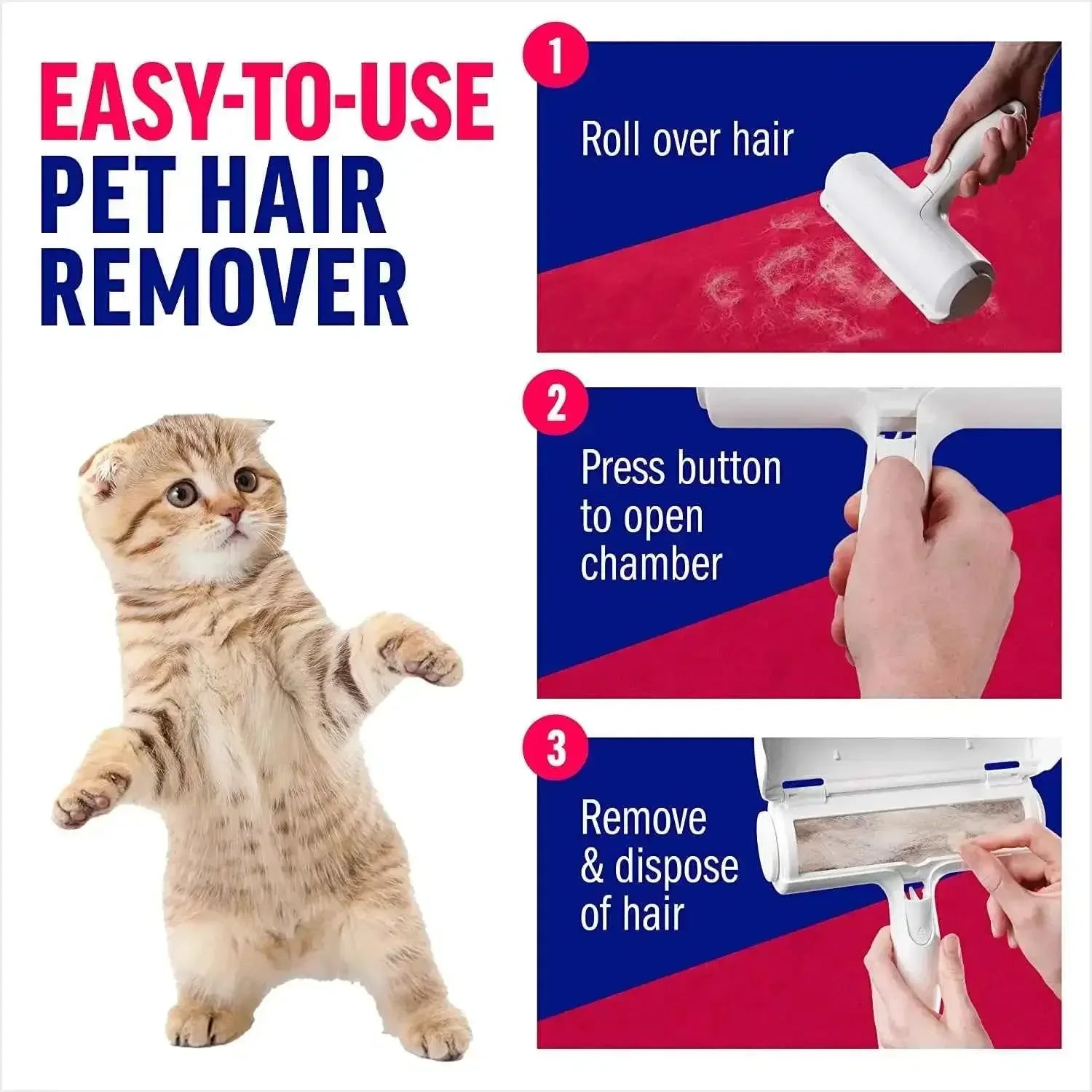 Self-Cleaning Pet Hair Remover Roller for Furniture & Clothe - Happy Tails